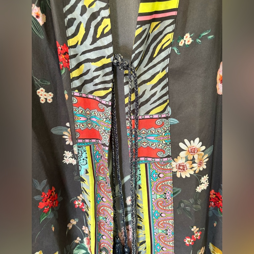 Johnny Was Multicolor Floral silk Kimono size S (fits M-L) - Picture 4 of 6